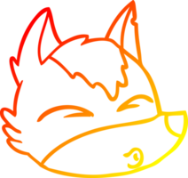 warm gradient line drawing cartoon wolf face whistling png