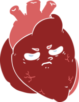 coeur de dessin animé de style plat couleur png