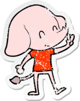 distressed sticker of a cute cartoon elephant png