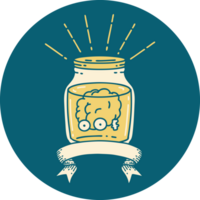 icon of tattoo style brain in jar png