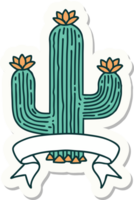 tatuering klistermärke med baner av en kaktus png