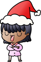 gradient cartoon of a woman wearing santa hat png