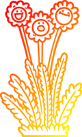 warm gradient line drawing cartoon happy flowers png