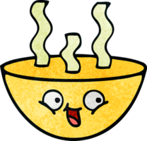 bol de dessin animé de texture grunge rétro de soupe chaude png