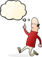 cartoon bald man with idea with thought bubble png