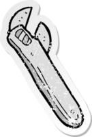 pegatina retro angustiada de una llave ajustable de dibujos animados png