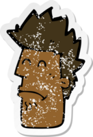 retro distressed sticker of a cartoon man feeling sick png