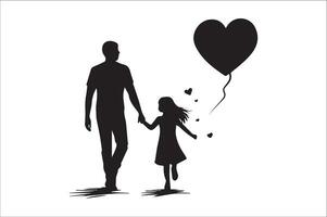 AI generated Happy Father Day Silhouette vector