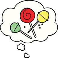 cartoon lollipop and thought bubble png