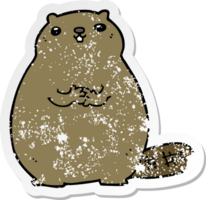 distressed sticker of a cartoon beaver png