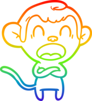 rainbow gradient line drawing shouting cartoon monkey png