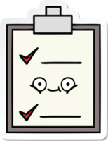 sticker of a cute cartoon check list png