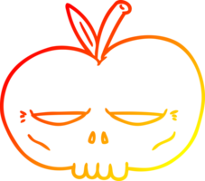 ligne de gradient chaud dessin dessin animé pomme crâne effrayant png