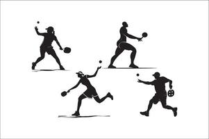 Pickleball player and other element silhouette vector