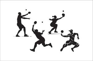 Pickleball player and other element silhouette vector