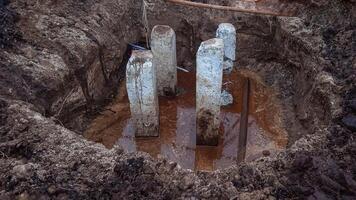 A pile foundation for a heavy structure with soft soils photo