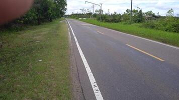 White solid line. Road markings on asphalt on the street photo
