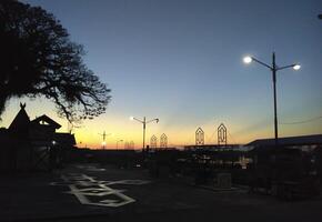 Soft Focus, blurred and defocused image Beautiful panorama of sunset in a beautiful park photo