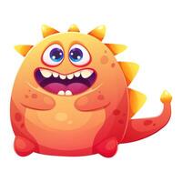 Happy orange space monster with big eyes and teeth. Vector illustration in cartoon style with gradient