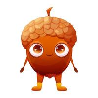 Funny character acorn with big eyes, arms and legs. Vector character for children on the theme of autumn, forest, nature