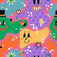 Abstract Seamless Background with Illustrations of Cute Doodle Characters vector