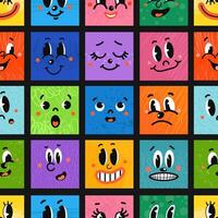 Abstract Seamless Background with Illustrations of Cute Doodle Characters vector