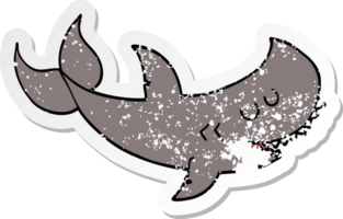 distressed sticker of a cartoon shark png