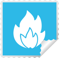 square peeling sticker cartoon fire png