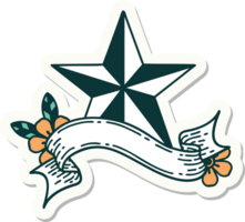 tattoo sticker with banner of a star png