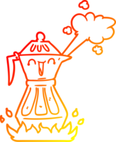 warm gradient line drawing cartoon coffee pot png