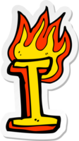 pegatina de una carta en llamas de dibujos animados png