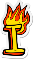 sticker of a cartoon flaming letter png