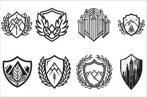 Heraldic shield, Vintage shield with various elements on a white background vector