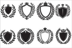 Heraldic shield, Vintage shield with various elements on a white background vector