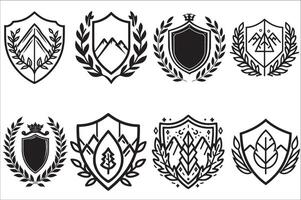 Heraldic shield, Vintage shield with various elements on a white background vector