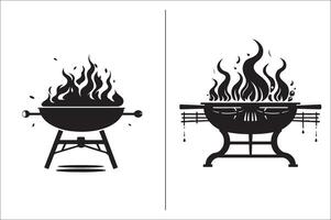 barbacoa y parrilla relacionado silueta vector