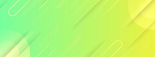 Banner background template, green and yellow, slash effect style, geometric, line, memphis, circle vector