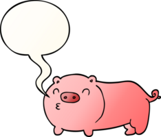 tecknad gris och pratbubbla i mjuk gradient stil png