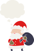 cartone animato babbo natale e bolla di pensiero in stile retrò png