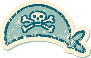 distressed sticker tattoo style icon of a pirate head scarf png