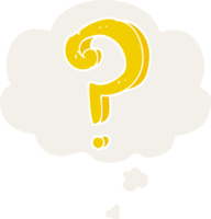 cartoon question mark and thought bubble in retro style png