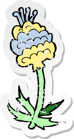 retro distressed sticker of a cartoon flower png