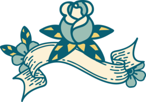 tattoo with banner of a single rose png