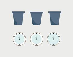 office clock and dustbin vector Tools design