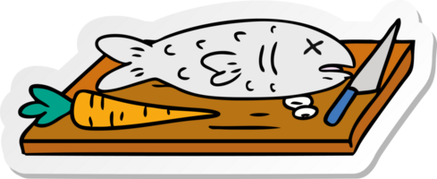 sticker cartoon doodle of a food chopping board png