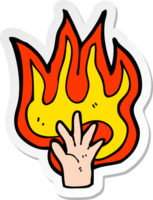 sticker of a flaming hand symbol png