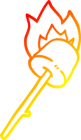 ligne de gradient chaud dessinant une guimauve de dessin animé sur un bâton png