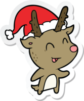 sticker of a cartoon christmas reindeer png
