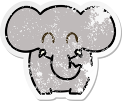 distressed sticker of a quirky hand drawn cartoon elephant png