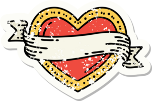 tatuaje de pegatina angustiado tradicional de un corazón y una pancarta png